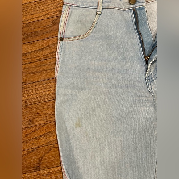 Vintage High Waisted Light Wash Pentimento Jeans with Rainbow Thread Detail - Picture 8 of 10